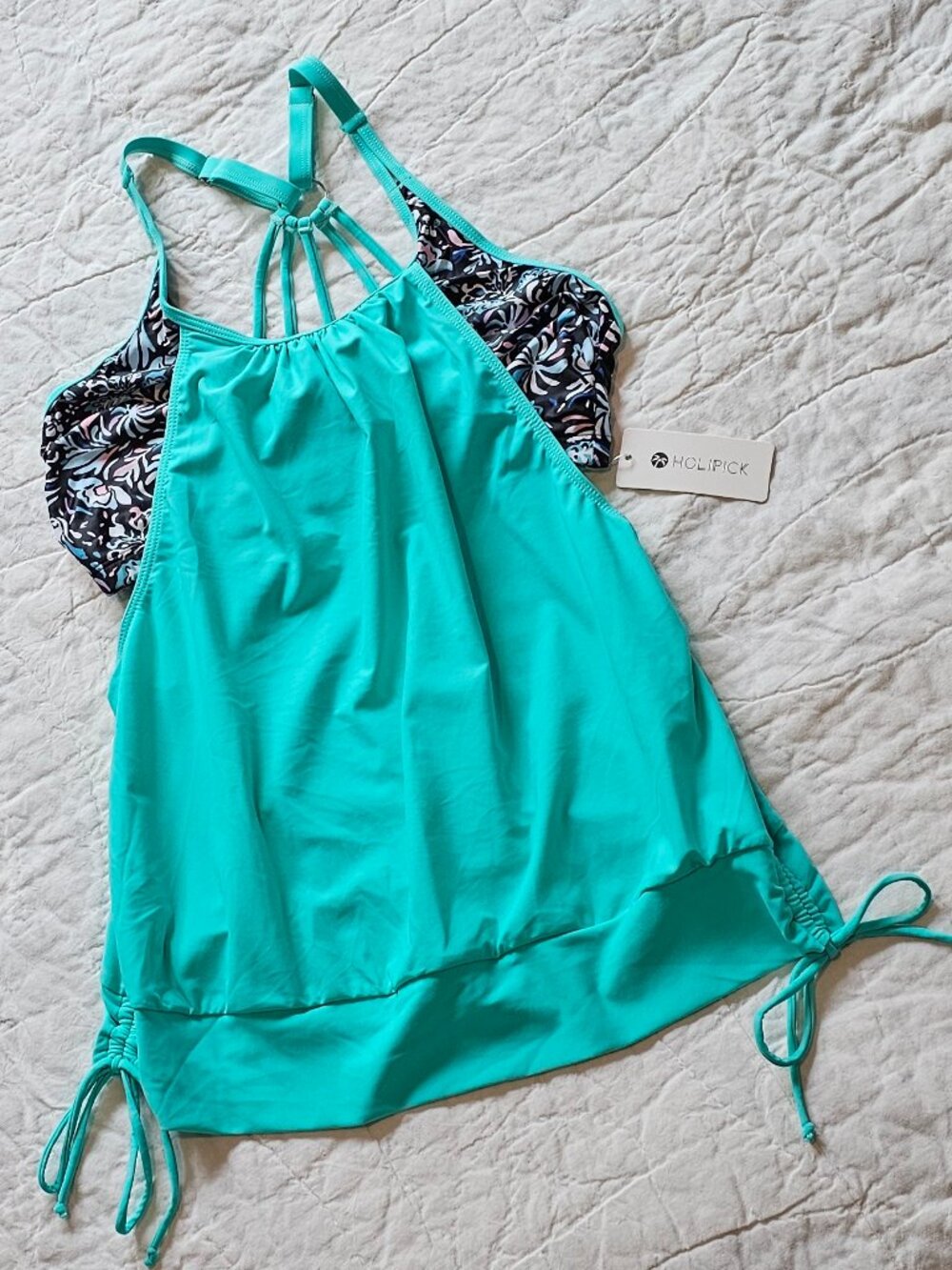 Holipick M NWT Tankini Swimsuit Top Teal